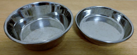 猫用の水飲み用の皿と食事用の皿